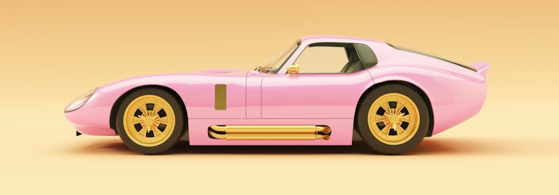 pink and golden drag car