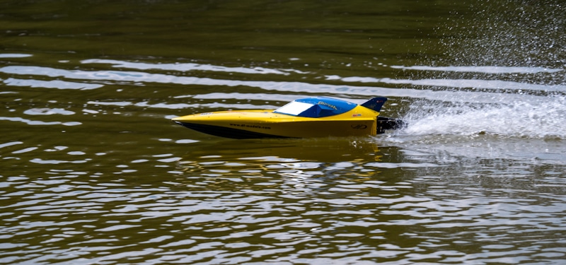 rc jet boat in a river