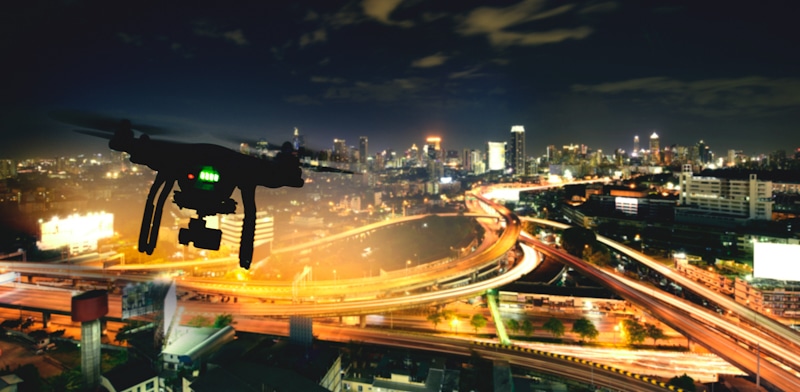 city drone flight